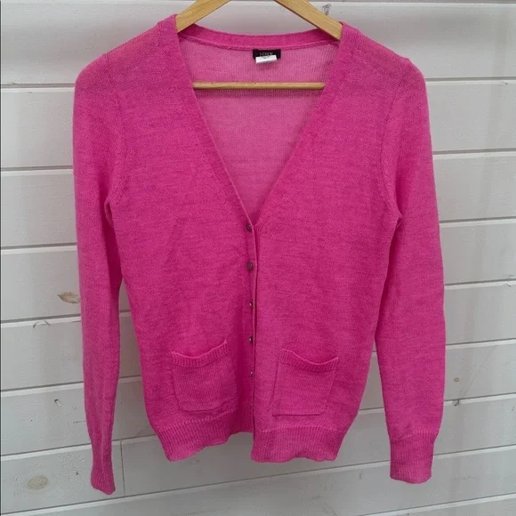 J. Crew Vibrant Pink Knit Sweater Alpaca Merino Wool Blend Small - Picture 1 of 8